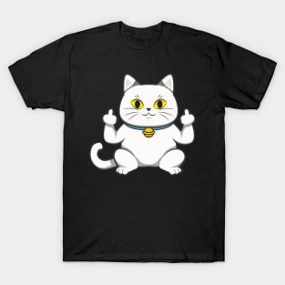 Cute Cat Shows Fuck You Middle Finger T-Shirt